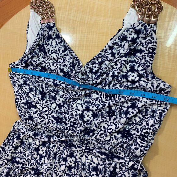 Jessica Simpson Dress maxi Blouson Belt Gown M Gold Chain elastic wedding Greek - Picture 16 of 16